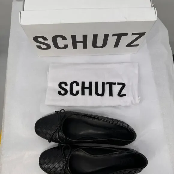 SCHUTZ New in Box Arissa Woven Ballet Square Toe Flat in Black // 6 - Picture 11 of 13